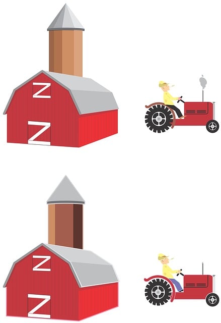 Free silo barn tractor illustration