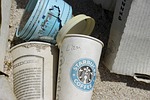 coffee, starbucks, trash