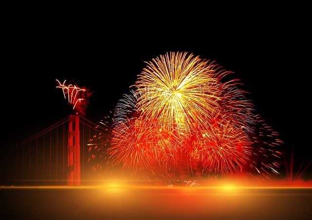 Free fireworks missiles new year's day illustration