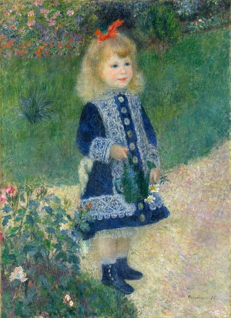Free a girl with a watering can pierre-auguste renoir impressionist illustration