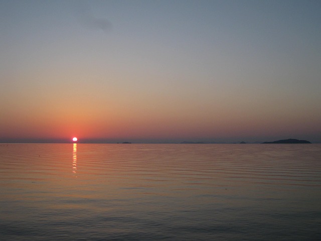 sunset over the sea, nature, sunset, to the ocean
