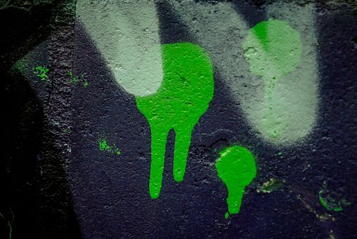 Grafitti, Wand, Grün, Mauer