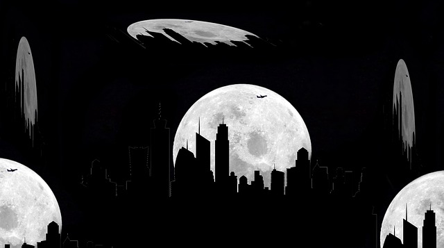 Free buildings against light night illustration