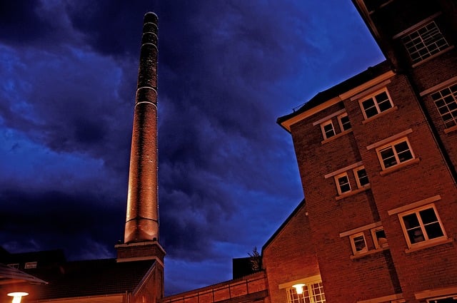 Free night industrial building chimney illustration