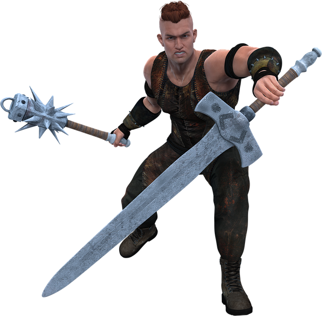 Free man warrior war illustration