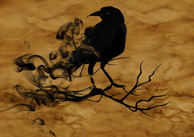 Free crow night gruesome illustration