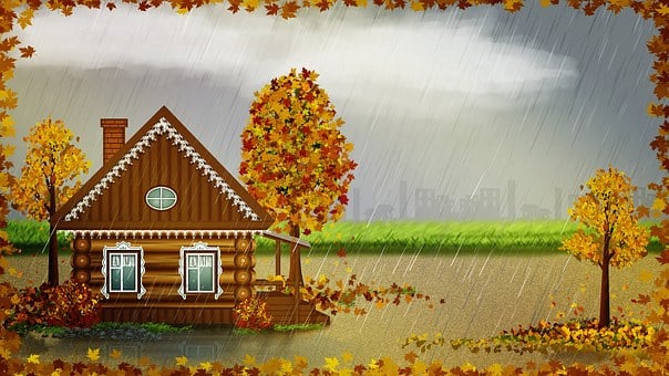 Autumn, Landscape, Home, Rural, Rain