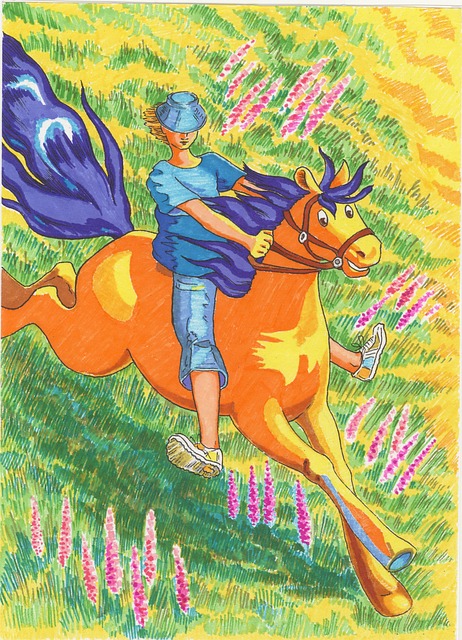 Free felt-tip pen drawing drawing horse illustration