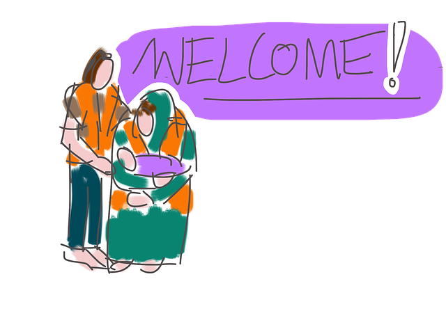 Free refugees welcome life jacket illustration