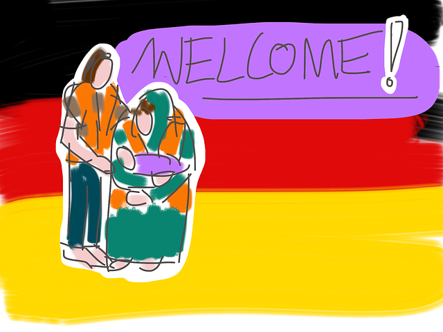 Free refugees welcome life jacket illustration