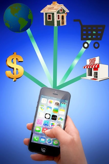 Free mobile shopping trade illustration
