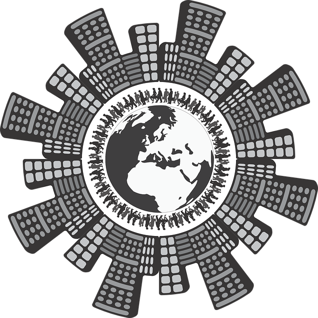 Free globe crowd skyline vector