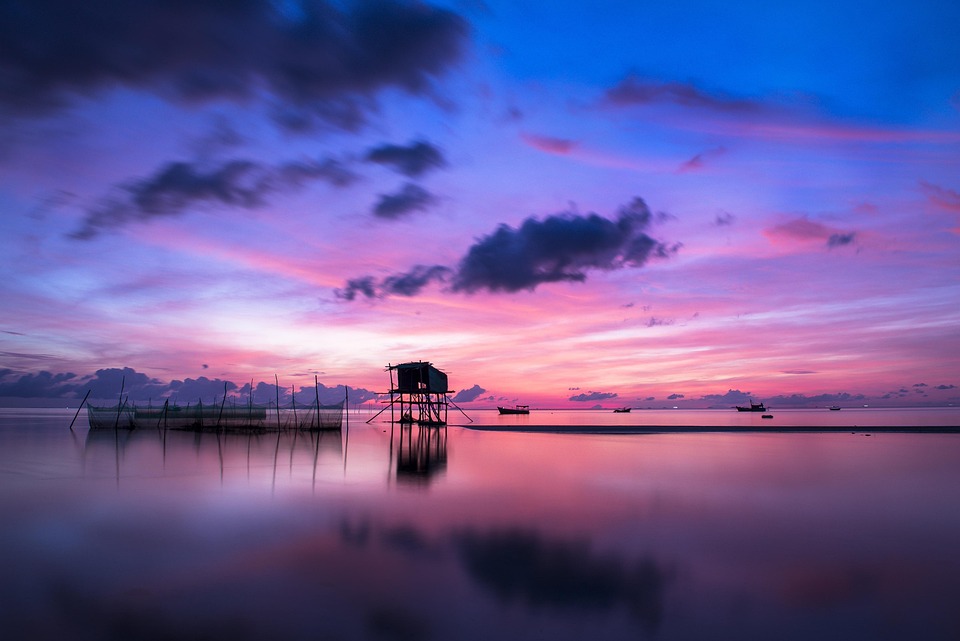 Sunrise, Mar, Calma, Tranquilo, Azul, Lago, El Agua