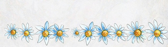 Banner, Schablone, Blumen, Blau, Grau