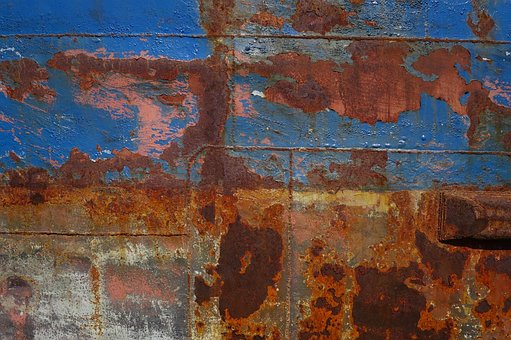 Superficie, Óxido, Un Barco, Azul, Bote