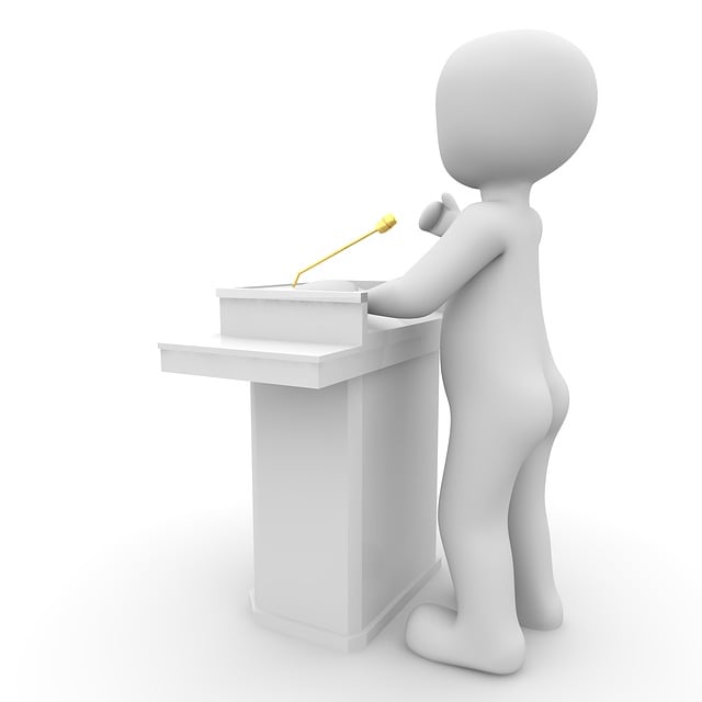 Free speech stage lecture illustration