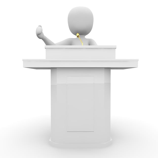 Free speech stage lecture illustration