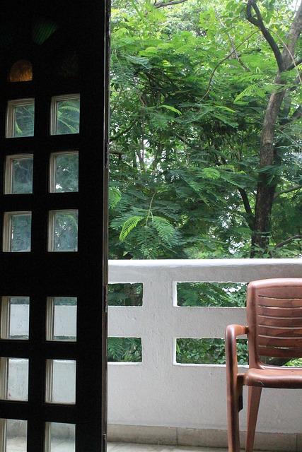 Deur, Stoel, Balkon, Bomen, Interieur