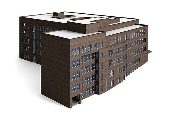 Free office building villa rendering illustration