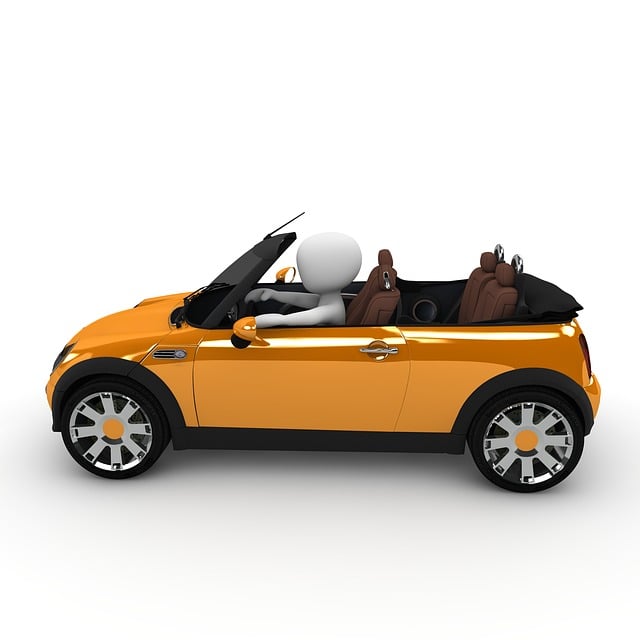 Free mini convertible driver illustration