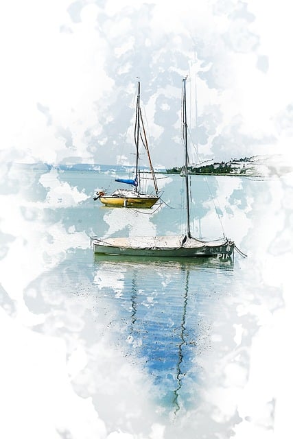 Free lake sailing nature illustration