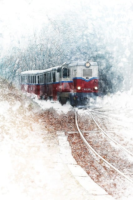 Download free HD stock image of Train Road Free train road winter illustration
