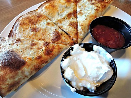 Quesadilla, Zure Room, Salsa, Kip, Kaas