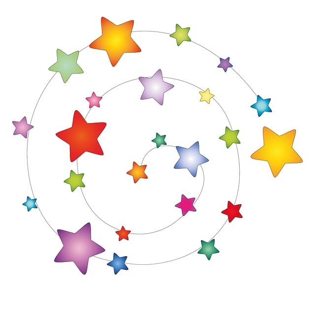 Free colorful stars spiral illustration