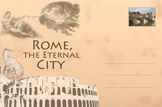 Free postcard rome coliseum illustration