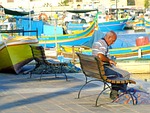 fisherman, mending nets, repairing fishing nets