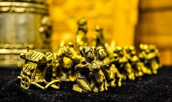 Antique, D'Échecs, Vieux, Métal, Mongol
