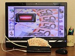 money, euro, monitor