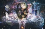 abstract, skull, planet