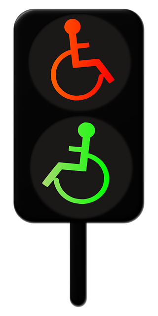Free traffic light man disabled wheelchair vector
