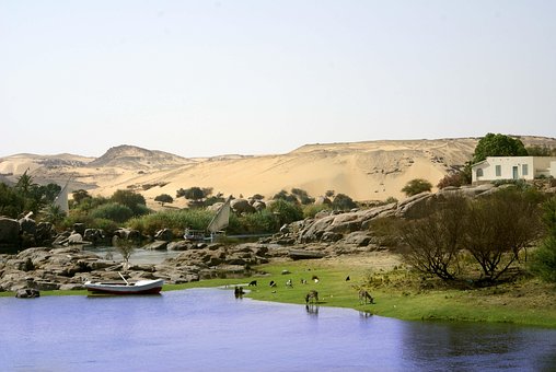 Río, Nilo, Egipto, Asuán, Desierto, País