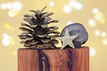 christmas, pine cones, star