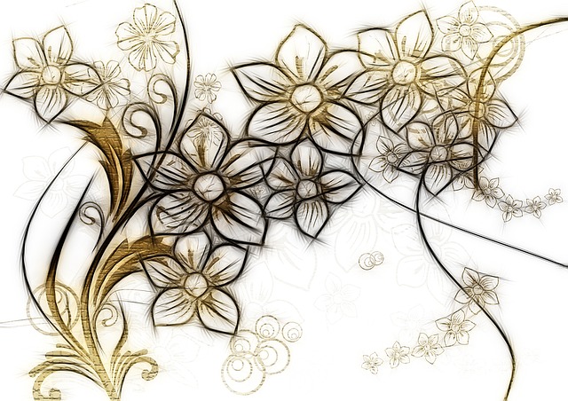 Kostenlose Illustration: Schnörkel, Kringel, Blumen, Blüten ...