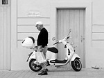 vespa, scooter, man