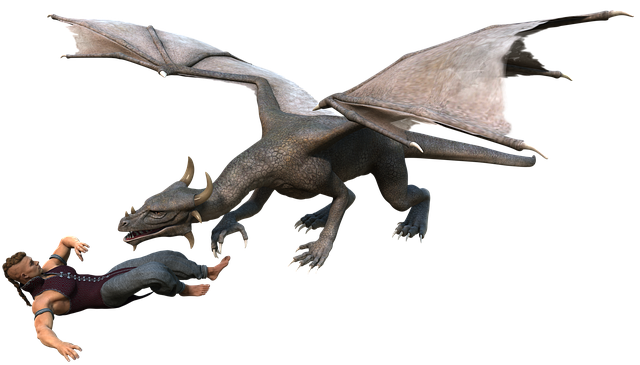 Free man dragon fantasy illustration