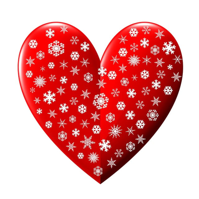 Free heart snowflakes christmas illustration