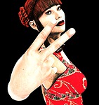 woman, red, two