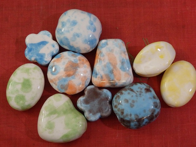 Ceramică, Mărgele, Albastru, Roșu