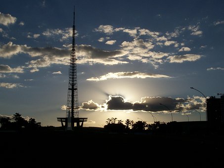 Brasília, Himmel, Tårn, Solnedgang