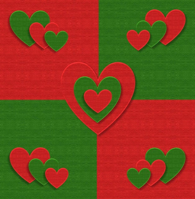 Free christmas fabric hearts illustration