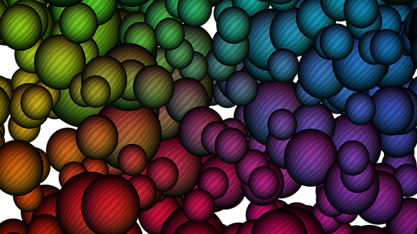 Bubbels, Veelkleurig, 3D, Bal, Schaduw