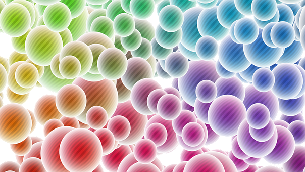 Bubbels, 3D, Veelkleurig, Bal