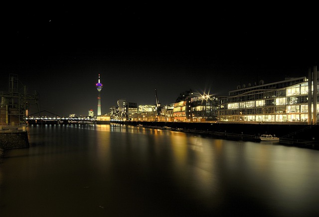 Medienhafen, Düsseldorf, Havn, Rhinen