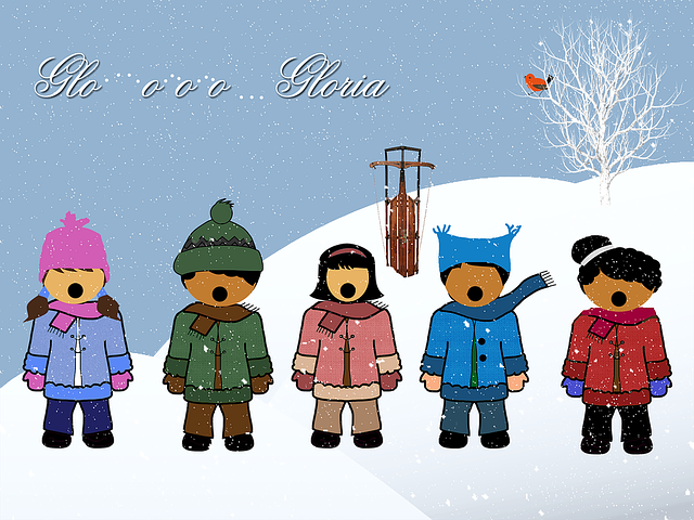 Free children singers singing illustration