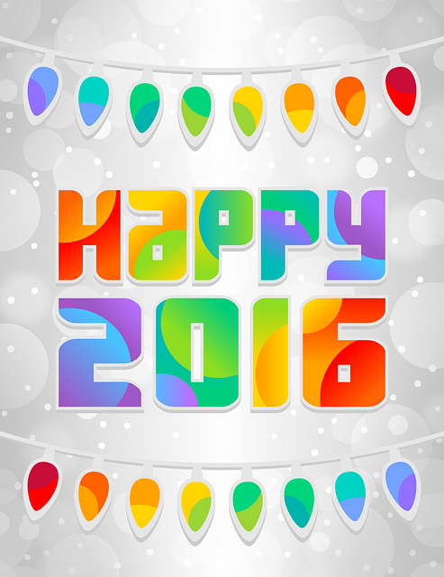 Free new year card happy 2016 colorful illustration