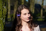 girl, flower in its, long hair